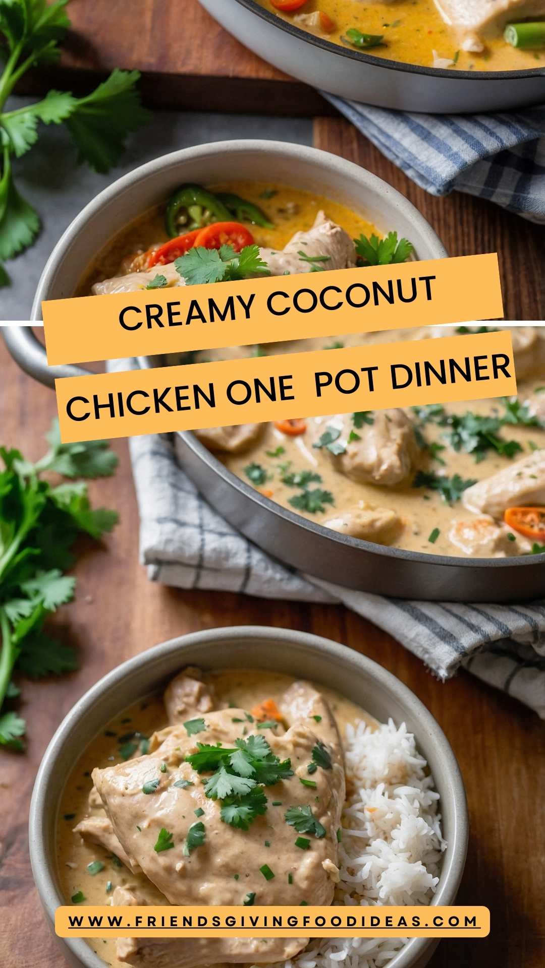 Creamy Coconut Chicken One Pot Dinner Recipe – Friendsgiving Food Ideas