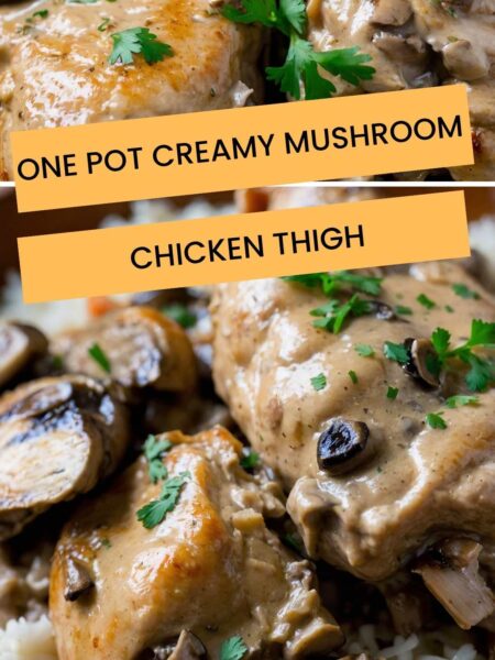 One Pot Creamy Mushroom Chicken Thigh Recipe