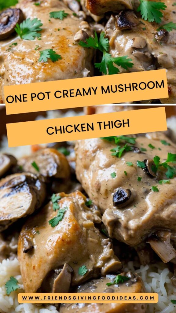 One Pot Creamy Mushroom Chicken Thigh Recipe
