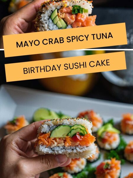Mayo Crab Spicy Tuna Birthday Sushi Cake