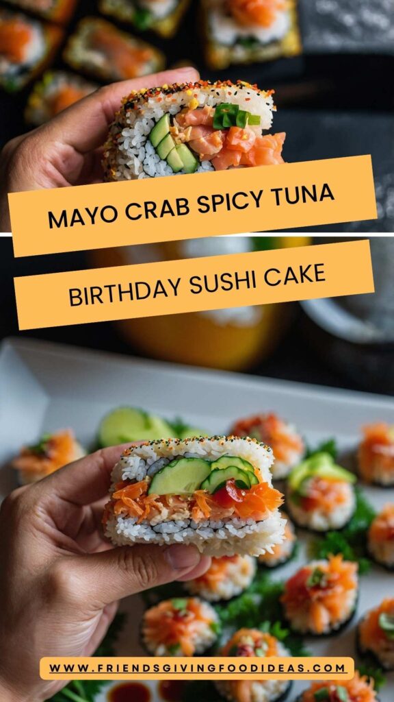 Mayo Crab Spicy Tuna Birthday Sushi Cake