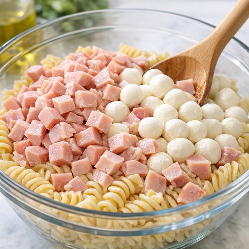 Step 4: Combine Your Cooled Pasta With Heartier Ingredients First