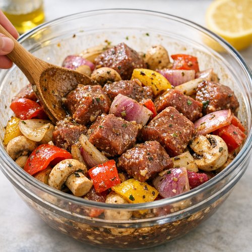 Step 3: Marinate Beef and Vegetables Together