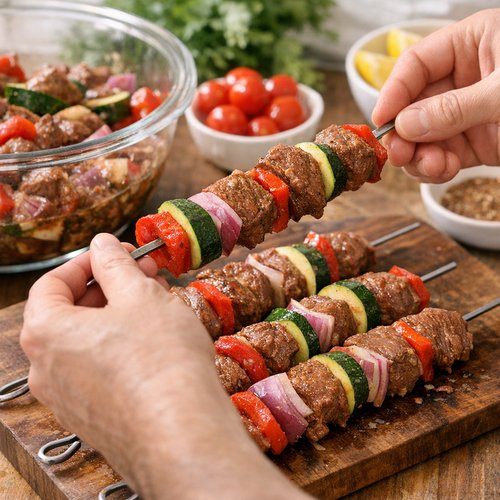 Step 4: Thread Skewers With Balanced Assembly