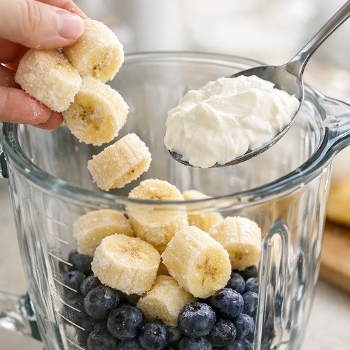 Step 3: Add Your Frozen Banana and Yogurt