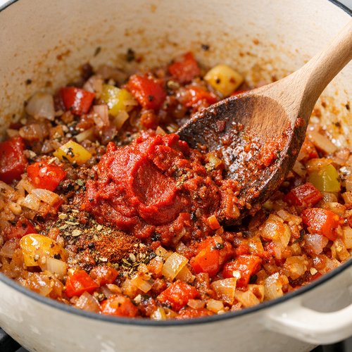 Step 4: Add Depth with Tomato Paste and Spices